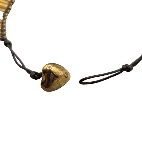 Sun Ray Bib Necklace Gold Tone with Black Cord Button Closure - Picture 5 of 8